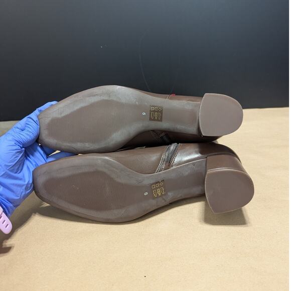 Marc Joseph Madison Bootie Brown Leather Heeled Boots Ankle Womens 9 Buckle Zip - Picture 6 of 9